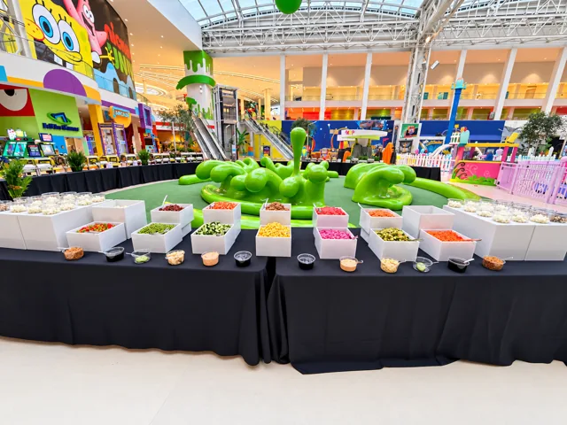 Fresh salad station at an indoor attraction