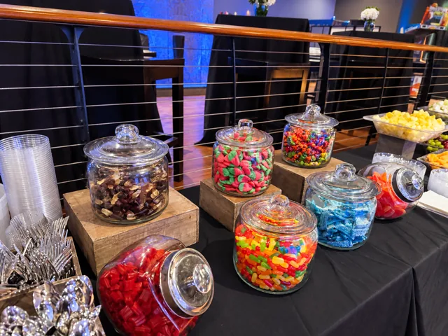 Colorful candy jars and sweet treats